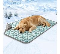 Eieveda Dog Cooling Mat for Extra Large Dog-Pet-Cool-Pad-for-Pet-Cat-Indoor-or-Outdoor,Foldable Self Cooling Mat Washable Pet Cool Blanket Non-Toxic Ice Cool Fabric Summer Pet Bed XL-125 x 70cm-Green