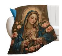 eiffecho Virgin Mary Throw Blanket Catholic Religious Faith Prayer Print Blankets Gifts for Couch Sofa Stuff Decor Cozy Fleece Plush Flannel Bedding for Lover Men Women Adults 40"x50"