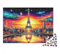 Eiffel Night 1000 Piece Jigsaw Puzzle for Adults Eiffel Tower Neon Sunset Paris Challenging Hard Difficult Premium Thick Sturdy Vibrant Stress Relief 70x50cm/1000pcs