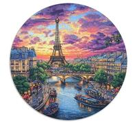 Eiffel Tower 1000 Piece Jigsaw Puzzles Round Jigsaw Classic Educational Games Beautiful Decoration Puzzle for Adults And Kids 1000pcs (67.5x67.5cm)