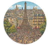 Eiffel Tower 1000 Piece Jigsaw Puzzles Round Jigsaw Classic Educational Games Color Challenge for Adults And Kids 1000pcs (67.5x67.5cm)