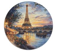 Eiffel Tower 1000 Piece Jigsaw Puzzles Round Jigsaw Classic Educational Games Color Challenge for Travel Gifts,Present 1000pcs (67.5x67.5cm)