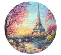 Eiffel Tower 1000 Piece Jigsaw Puzzles Round Jigsaw Classic Educational Games Unique Challenge Game for Travel Gifts,Present 1000pcs (67.5x67.5cm)