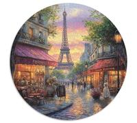 Eiffel Tower 1000 Piece Jigsaw Puzzles Round Jigsaw Classic Educational Games Unique Challenge Game for Travel Gifts,Present 1000pcs (67.5x67.5cm)