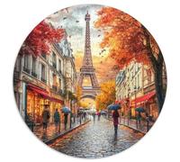 Eiffel Tower 1000 Piece Jigsaw Puzzles Round Jigsaw Classic Family Game Color Challenge for Travel Gifts,Present 1000pcs (67.5x67.5cm)