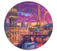 Eiffel Tower 1000 Piece Jigsaw Puzzles Round Jigsaw Classic Family Game Unique Challenge Game for Adults And Kids 1000pcs (67.5x67.5cm)