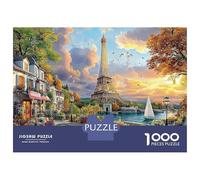 Eiffel Tower 1000 Piece Jigsaws Paris Street at Sunset Eco-Friendly Paper Puzzle for Calming Focus, Stress Relief And Family Leisure 70x50cm/1000pcs
