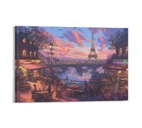 Eiffel Tower 3D Canvas Print - Canvas Art Print Wall Art - Scenery of Paris Wall Decor Picture Stretched on - Path to The Collection 16x24inch(40x60cm)