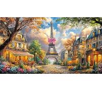 Eiffel-Tower Adult Jigsaws 1000Pc Educational Game Decompression Fun Present & Activity for Home for Adults and Kids Age 12 Years + Beautiful Decoration Puzzle 38x52/1000pcs