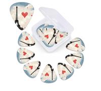 Eiffel Tower Airplane Guitar Picks 12 Pack with Guitar Pick Organizer Storage Box Guitar Accessories Ukulele for Acoustic Guitar Bass Gift