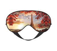 Eiffel Tower and Red Leaves Print Sleep Mask Eye Masks Blindfold Eye Cover Eyeshade for Night Sleeping Travel Airplane Ues