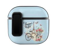 Eiffel Tower And Vintage Bicycle Flowers Cute Case PC Earbud Cases Protective Cover Compatible for AirPods 4