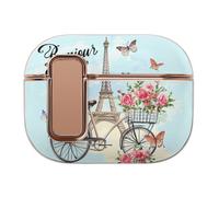 Eiffel Tower And Vintage Bicycle Flowers Printed Case Compatible for Airpods Pro 2 Earbud Cases Earphone Protective Covers