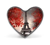 Eiffel Tower Autumn Leaves Brooch Elegant And Graceful Heart Lapel Pin Love Printed Cute Badge Unisex Fashion Broochs for Bag Jacket Clothes Accessories Love form Style
