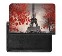 Eiffel Tower Autumn Leaves Passport Holder Passport Cover Protector Essentials with Credit Card Slots for Women Men