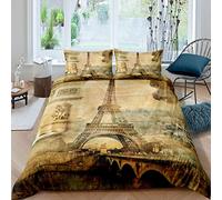 Eiffel Tower Bedding Set for Girls Boys Paris Cityscape Comforter Cover Modern Paris French Style Duvet Cover Retro Vintage Style Bedding & Linen Single Bedding 2Pcs