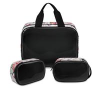 Eiffel Tower Bicycle Flower Makeup Bag for Women Men, Eiffel Tower Translucent Cosmetic Bag Wash Pouch Shower Bag 3 Pcs Travel Toiletry Toiletries Cosmetic Organizer