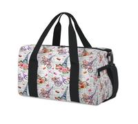 Eiffel Tower Bicycle Flower Sports Duffel Bag Eiffel Tower Weekend Overnight Bag Tote Holdall Casual Travel Gym Duffel Bags for Kids Girls Boys Women Men