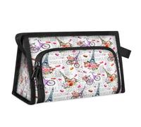 Eiffel Tower Bicycle Flower Travel Toiletry Bag for Women Men Girls Boys Eiffel Tower Multifunctional Makeup Pouch Bag Wash Toiletries Cosmetic Organizer Shower Bag