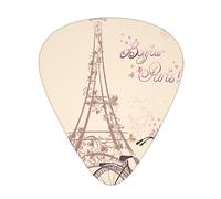 Eiffel Tower Bicycle Guitar Picks 12 Pcs Classical Triangle Guitar Plectrums Includes Thin, Medium & Heavy Gauges 3 Sizes for Bass Electric Acoustic Guitars Ukulele with Organizer Storage Box