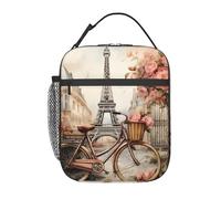 (Eiffel Tower Bicycle) Lunch Organizer Reusable Lunch Box Insulated Cooler Bags for Beach School Wome