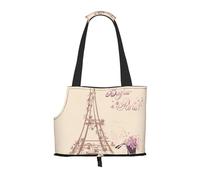 Eiffel Tower Bicycle Printed Pet Tote Bag -Travel Pet Puppy Dog Carrier Backpack Tote Shoulder Bag For Subway/Shopping/Hiking/Traveling