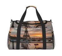 Eiffel Tower Bike Print Versatility Ample Space Travel Bag Stylish Functional Tote for Outdoor Activities