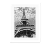 Eiffel Tower Black White Large Framed Art Print Wall Poster 18x24 inch