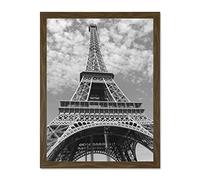 Eiffel Tower Black White Large Framed Art Print Wall Poster 18x24 inch