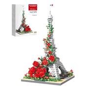 Eiffel Tower Building Blocks Set, Elegant Floral Rose Iron Famous Landmark Architecture Building Model Kit, Creative DIY Building Brick Display for Home Desk, Artistic Gift for Adults, 2551 PCS