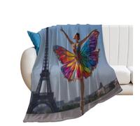 Eiffel Tower Butterfly Ballet Dancer Throw Blanket Couch Bed Blankets 40*50