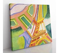 Eiffel Tower by Robert Delaunay Classic Painting Canvas Wall Art Print Ready to Hang, Framed Picture for Living Room Bedroom Home Office Décor, 50x50 cm (20x20 Inch)