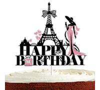 Eiffel Tower Cake Topper for Girl Lady Women Paris Party Supplies Glitter Rose Gold Ooh La La Perfume Cake Decorations Paris Birthday Themed Party Decorations