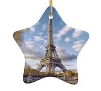 Eiffel Tower Christmas Ceramic Star Ornaments Christmas Tree Decorations Home Party Decorations
