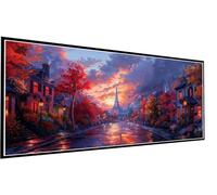 Eiffel Tower Diamond Painting Landscape Diamond Art Kits Adults, 5D DIY Large Full Drill Crystal Gem Art Cross Stitch Kits for Adults for Beginner Home Wall Decor, Gifts for Women 70x140cm P1-279