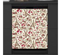 Eiffel Tower Dishwasher Magnetic Cover Kitchen Decor Paris Bicycle Eiffel Tower Front Dishwasher Refrigerator Magnetic Cover Sticker Appliance Decorative Cover 23 x 26 Inches