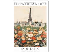 Eiffel Tower Flower Market Poster Plant Collection Flower Art Museum Poster Suitable for living room bedroom office home decoration gift wall decoration
