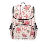 Eiffel Tower Flowers Vintage Paris Bookbag Student Backpack High-capacity Bag for Girls Boys