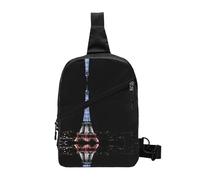 Eiffel Tower Foldable Sport Sling Bag,Lightweight Crossbody Chest Pack with Multiple Pockets,Water-Resistant Polyester Fabric,Compact Travel Daypack