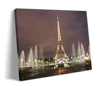 Eiffel Tower Fountains Paris France Cityscape Poster Canvas Wall Decor Art Painting Prints on Modern Artwork for Living Room,Bathroom,Bedroom,Home 12x18inch(30x45cm)