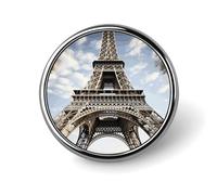 Eiffel Tower French Paris Monument Lapel Pins Metal Pin Badge Personalized Pinback Button Badges Classic Round Badge Recognition Enamel Lapel Pin for Jackets, Backpacks, Bags