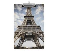 Eiffel Tower French Paris Monument Plastic Clipboard with Storage Office Acrylic Clipboards Low Profile Clip Clear Clip Boards Basics Letter Size Hardboard for Nurses,Teachers