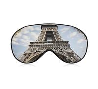 Eiffel Tower French Paris Monument Sleep Mask Light Block-Out Eye Mask for Side Sleeper Pressure-Free Soft Night Blindfold with Adjustable Strap Breathable Sleep Eye Cover for Travel