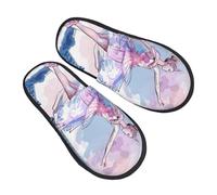 Eiffel Tower Girl Slippers for Women Men Watercolor Paris Non-Slip House Slippers Indoor Comfy Fuzzy Footwear Memory Foam Bedroom Travel Shoes M