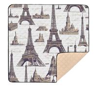 Eiffel Tower Hand Drawing Large Stylish Baby Play Mat for Floor Non-Toxic Foldable Infant Play Activity Mat for Babies Infants Toddlers, 50'' x 50''con Musica para Bebes