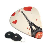 Eiffel Tower Heart Airplane Pattern Guitar Picks 6-Pack - Pick Set (0.46mm / 0.71mm / 0.96mm) Suitable For Guitar And Ukulele Playing