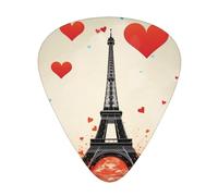 Eiffel Tower Heart Airplane Pattern Guitar Plectrums, 12 Pcs Lightweight Guitar Plectrums, 0.46mm/0.71mm/0.96mm Thickness For Acoustic Guitar Acoustic Electric Guitar Ukulele Bass