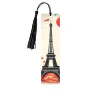 Eiffel Tower Heart Airplane Pattern Metal Bookmark for Men Women Aluminum Alloy Bookmarks Unique Handmade Book Marks with Tassel Pendant Craft Bookmark for Book Lovers Birthday Teachers Gift