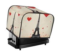 Eiffel Tower Heart Airplane Pattern Toaster Cover 4 Slice, Two Slice Bread Machine Covers Quilted Toaster Dust Cover Universal Size Kitchen Small Appliance Cover With Top Handle