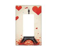 Eiffel Tower Heart Airplane pattern Wall Plate Cover 1 Gang Light Switch Cover Decorative Single Duplex Wall Plates Mid-size Decorator Blank Electrical Switch Plate Cover for Electrical Outlets